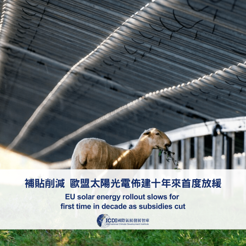 補貼削減 歐盟太陽光電佈建十年來首度放緩